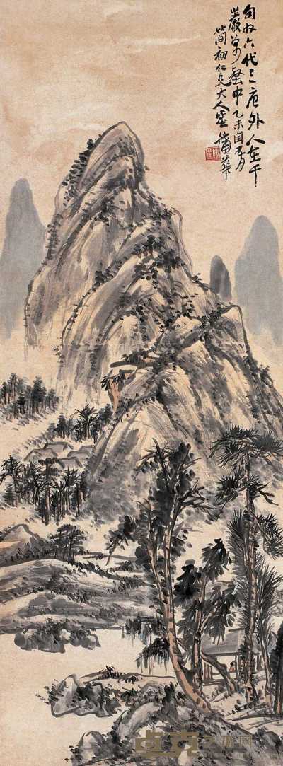 蒲华 乙未（1895年）作 春山幽居图 立轴 134×50cm